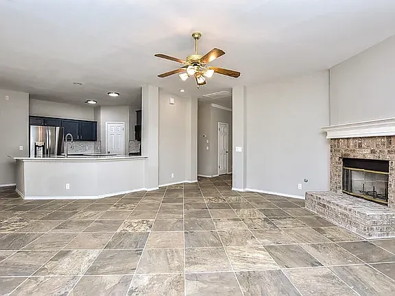 TV room with fireplace