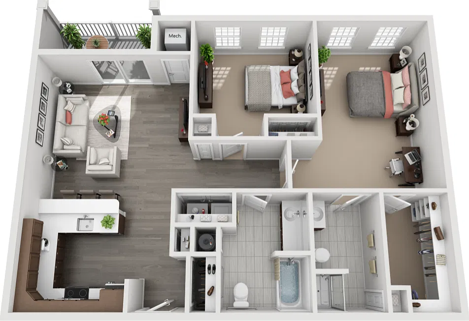 Floor plan 2 bedroom 2 bathroom