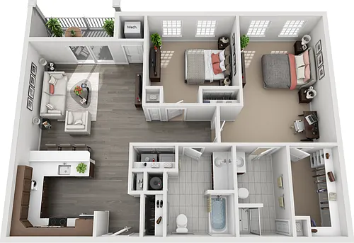 Floor plan 2 bedroom 2 bathroom
