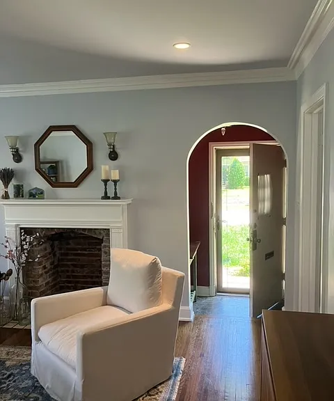 Front entrance way and living room/den
