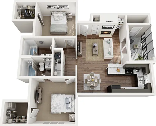 Floor plan B2 - 2 Bed | 2 Bath | Premium