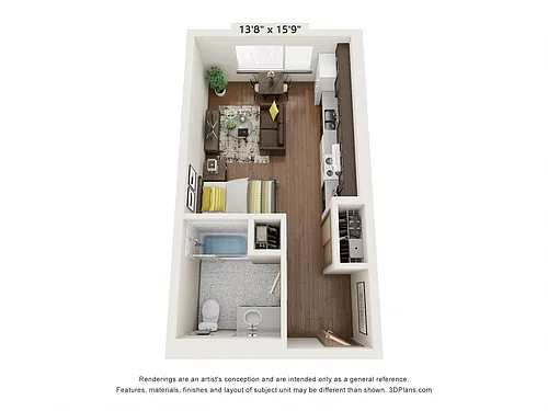 Floor plan Studio 60 Percent AMI