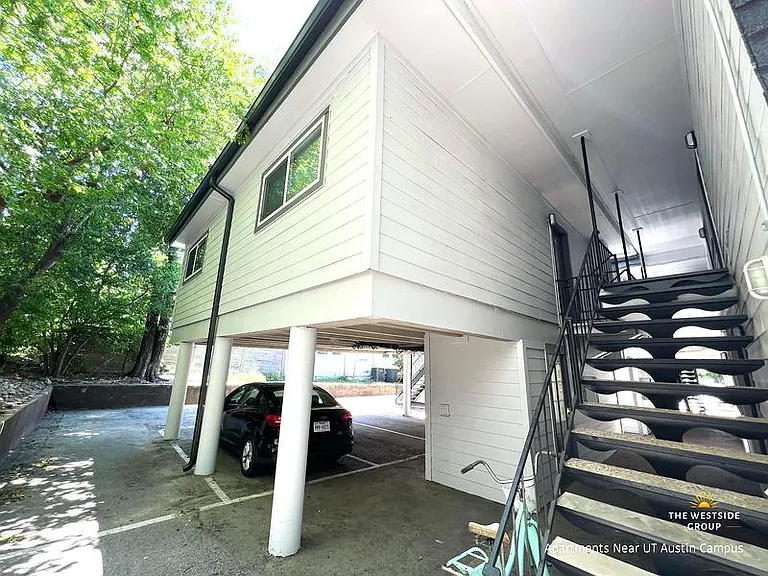 stairs and covered parking