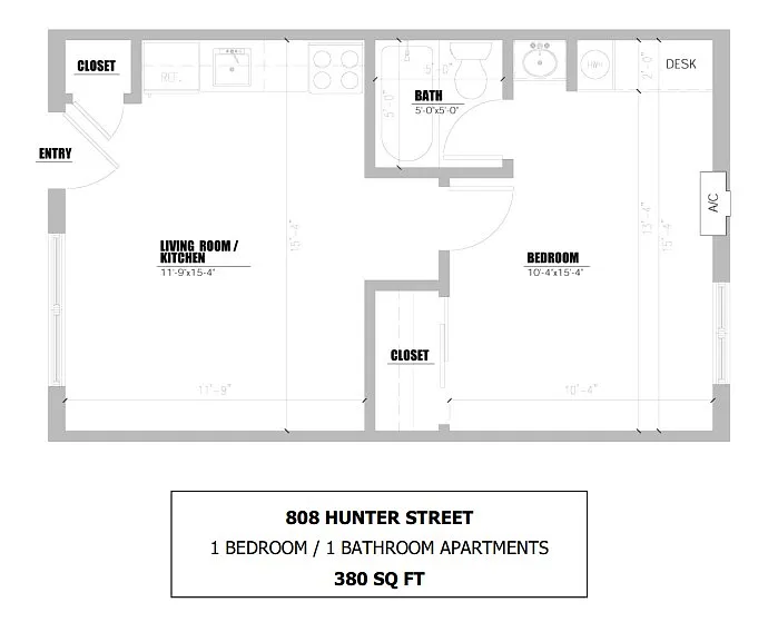 Floor plan 1 Bedroom 1 Bathroom