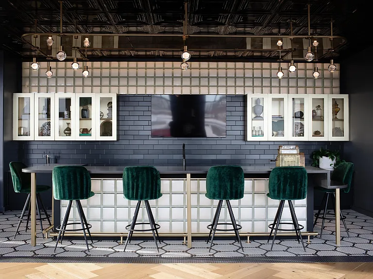 Watch the game from the rooftop lounge