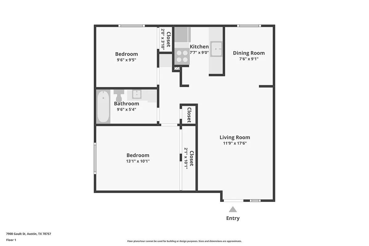 Floor plan 2 Bed 1 Bath