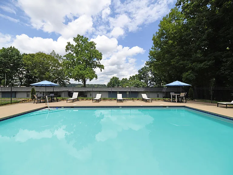 Swimming pool and lounge chairs