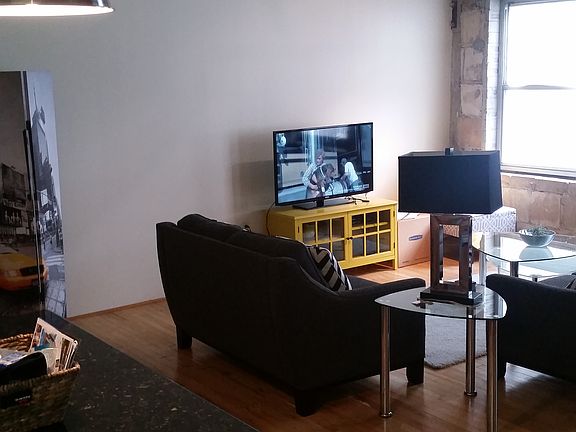 View from kitchen to living