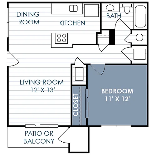Floor plan 1 Bedroom 1 Bathroom B