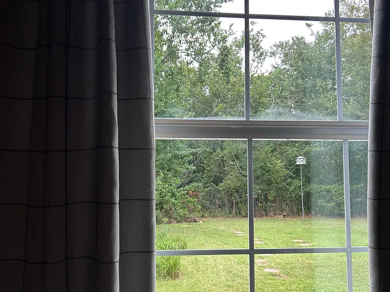 view of nice backyard and martin birdhouse from 3rd bedroom
