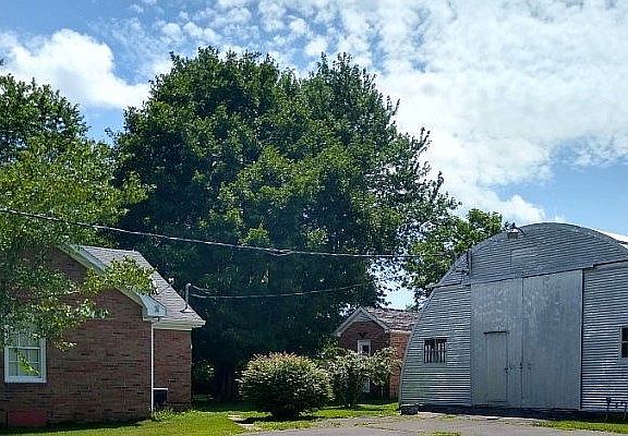 Side view of house, backyard