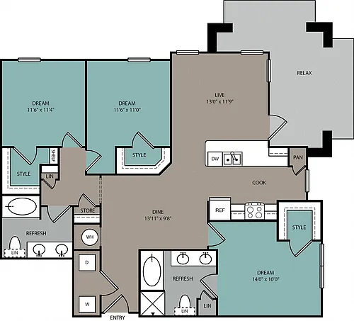 Floor plan C1EU 3B Elevator Apartment