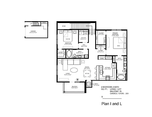 Floor plan 2 Bedroom 2 Bath 2nd Floor