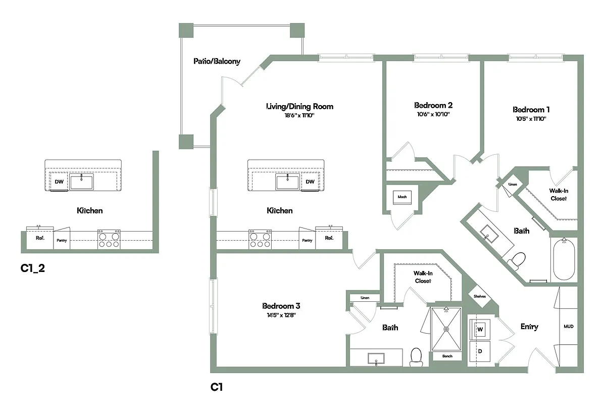 Floor plan The Pearl | 3 Bed | 2 Bath