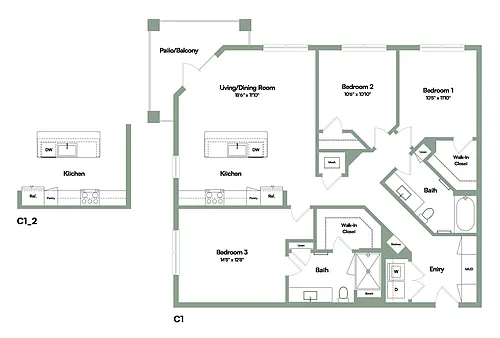 Floor plan The Pearl | 3 Bed | 2 Bath