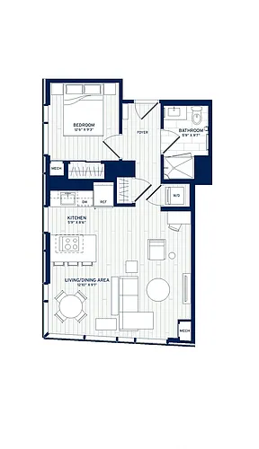 Floor plan 1 Bed/1 Bath-D4