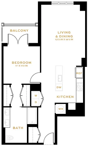 Floor plan 1 Bedroom - 1 Bath | A07A