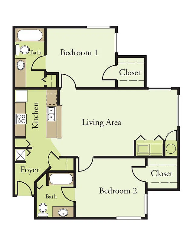 Floor plan Two Bedroom Two Bath