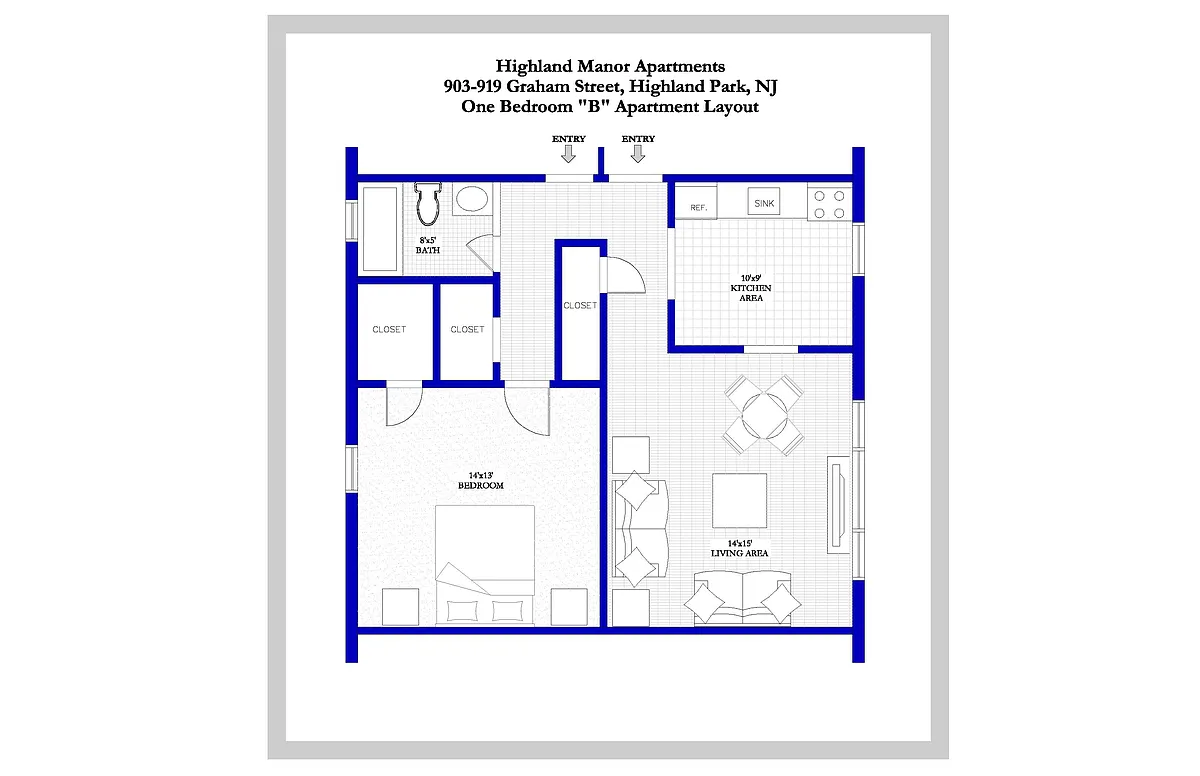Floor plan 1 Bedroom Floor Plan B