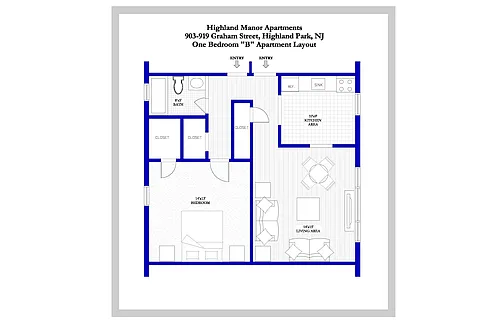 Floor plan 1 Bedroom Floor Plan B
