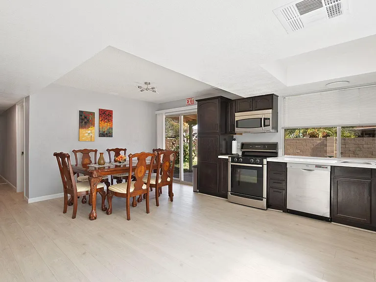 Open dining and kitchen area