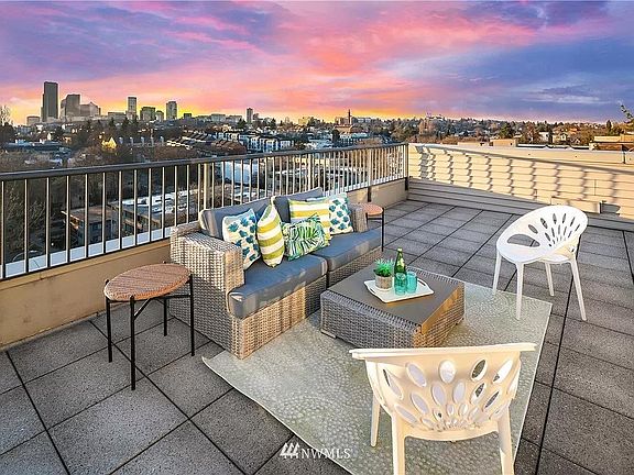 Patio with downtown Seattle views