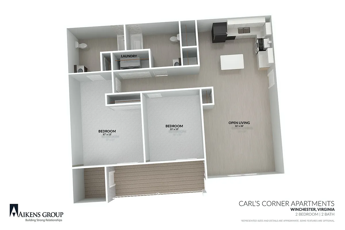 Floor plan 2 BEDROOM 2 BATH LAYOUT A
