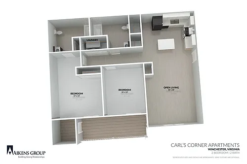 Floor plan 2 BEDROOM 2 BATH LAYOUT A