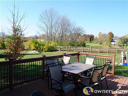 View from deck overlooking backyard