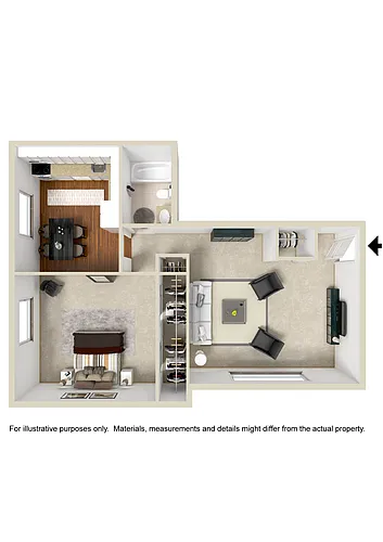 Floor plan Harborside One Bedroom