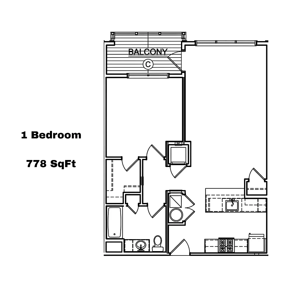 Floor plan 1 Bedroom - Option 1