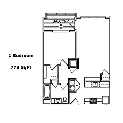 Floor plan 1 Bedroom - Option 2