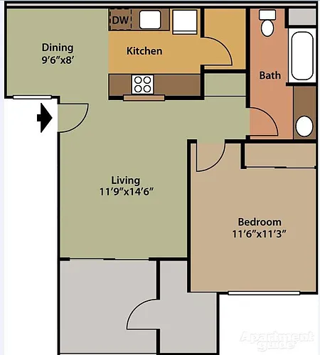 Floor plan Downstairs 1 Bedroom