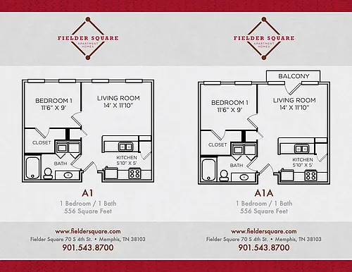 Floor plan A1 One Bedroom