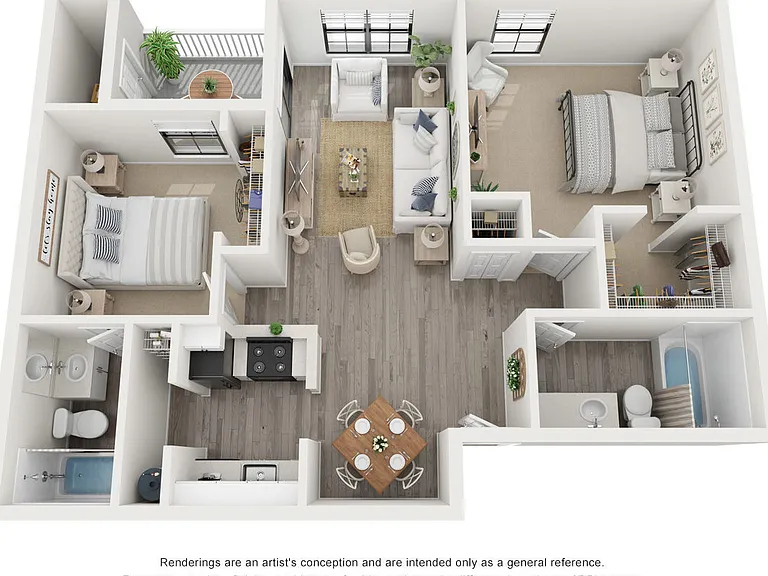 B1: Beds - 2: Baths - 2: SqFt 968