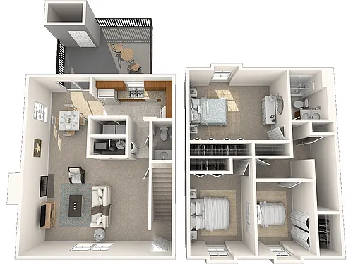 Floor plan Three Bedroom Townhome