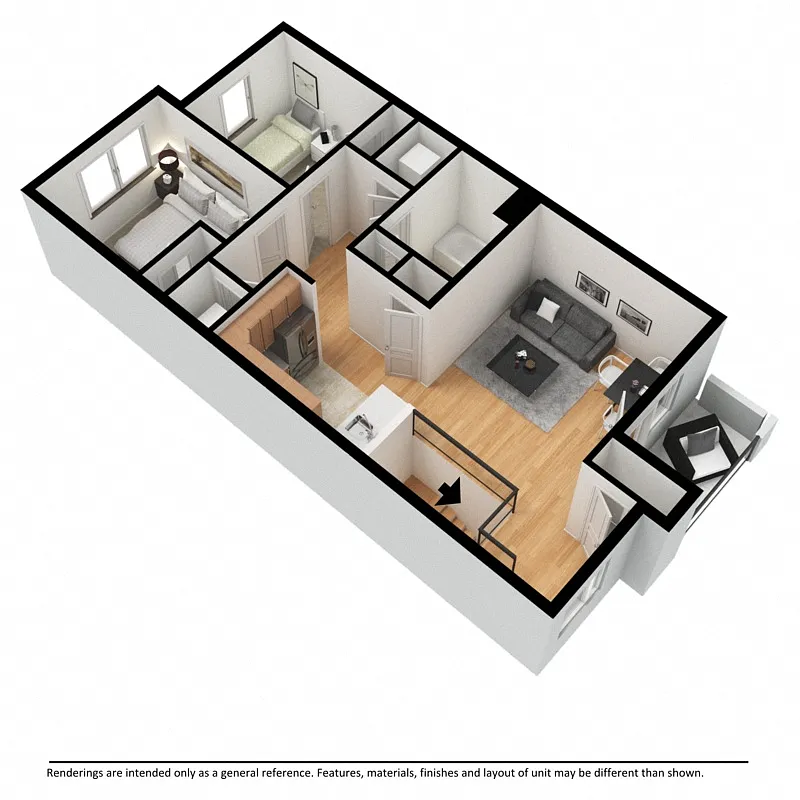 Floor plan 2 Bedroom, 1 Bath