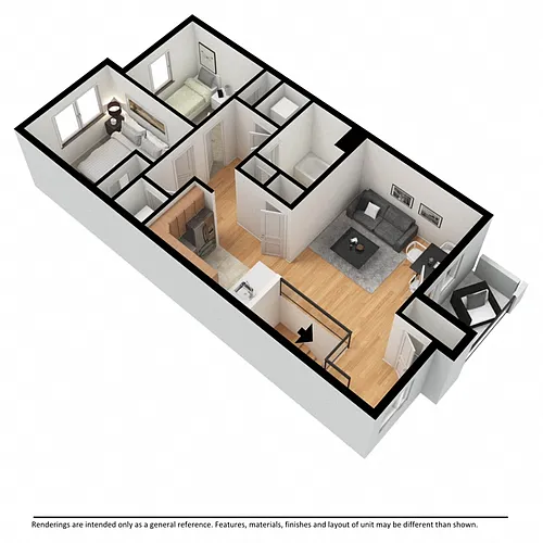 Floor plan 2 Bedroom, 1 Bath
