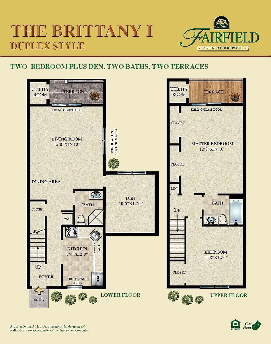 Floor plan 2BR 2BTH BRITTANY I DUPLEX