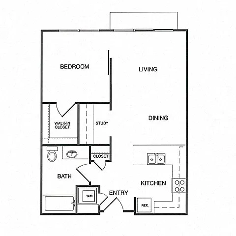 Floor plan 1x1 Study B