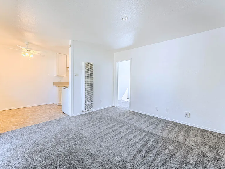 Nice living room/kitchen view and door to bedroom