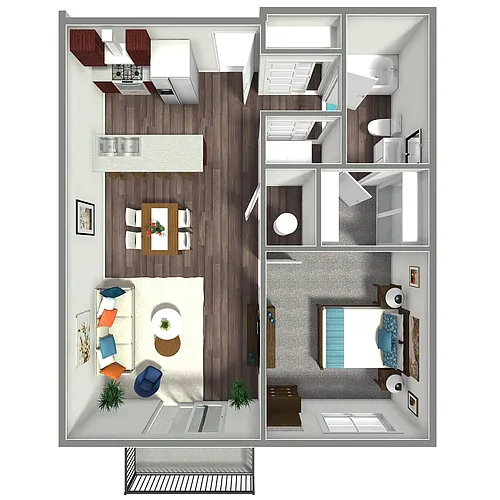 Floor plan 1 Bed, 1 Bath