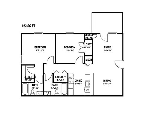 Floor plan 952 SQ FT