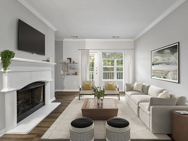 Living room with fireplace