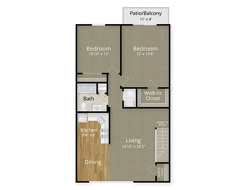 Floor plan 2 Bed x 1 Bath