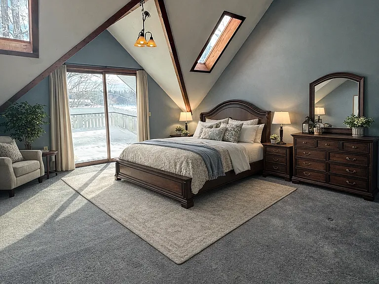 Master Bedroom with new carpet that was installed on July 29, 2025.