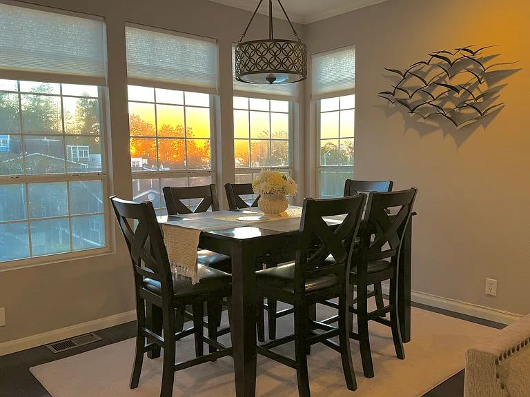 Dining area with sunset views