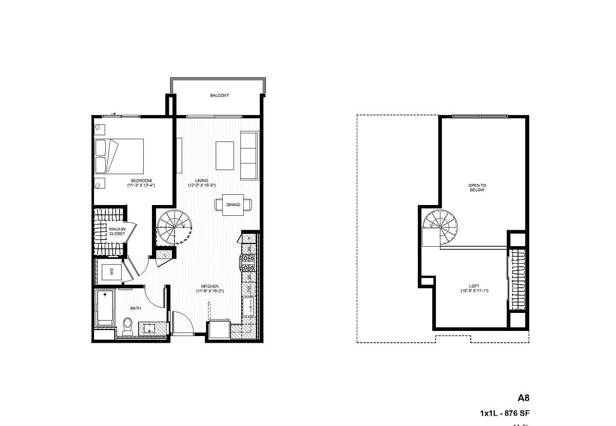Floor plan A8 1x1 Loft