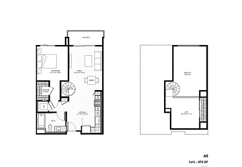 Floor plan A8 1x1 Loft