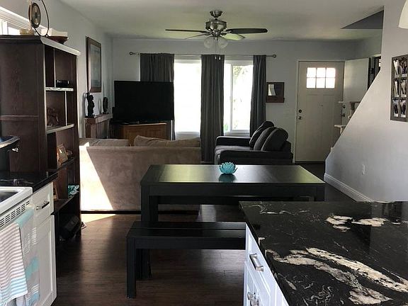 First floor open living plan view from kitchen